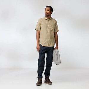 Fjallraven Ovik Travel Shirt Button Front Short Sleeve Mens XXL Sand Stone